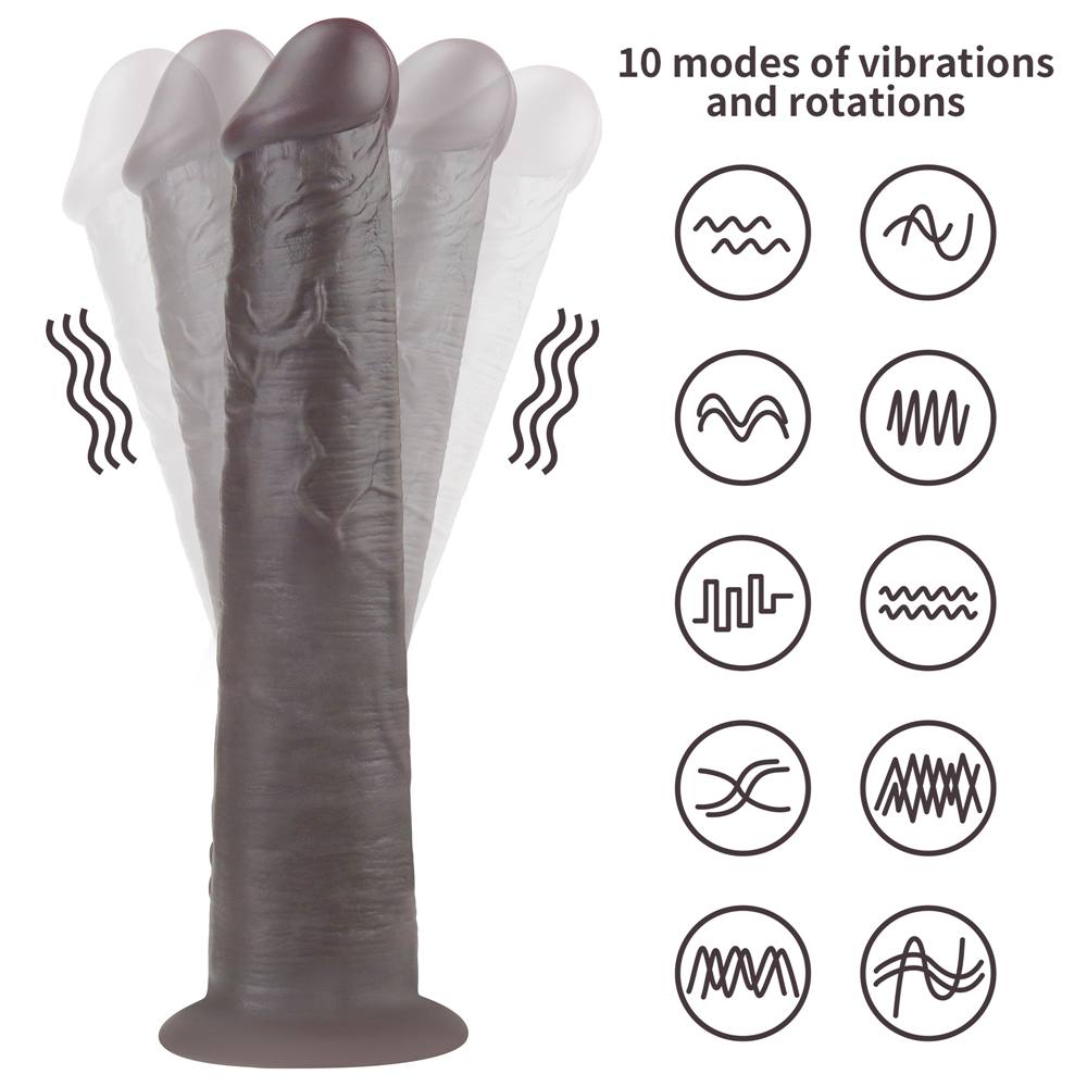 Incredibly lifelike with a dual-layered shaft and realistic ... Lovetoy - 10" Dual Layered Rotator Dildo - Brown photo-10
