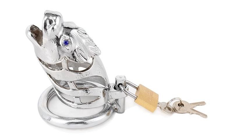 Silver chastity device in the shape of Chinese traditional z... MT - Mustang Chastity Cage 50mm - Silver photo-4