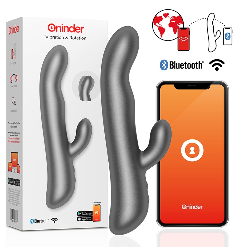 The rabbit vibrator with the best thought design in the worl... Oninder - App Controlled Rotating Rabbit Vibe - Black photo-2