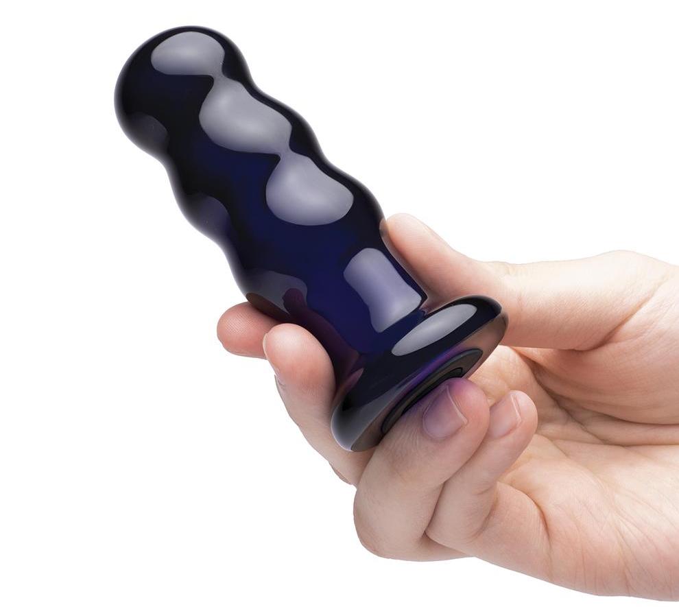 For beginners-friendly backdoor stimulation that can also in... Glas - 3.5" Vibrating Beaded Butt Plug photo-2