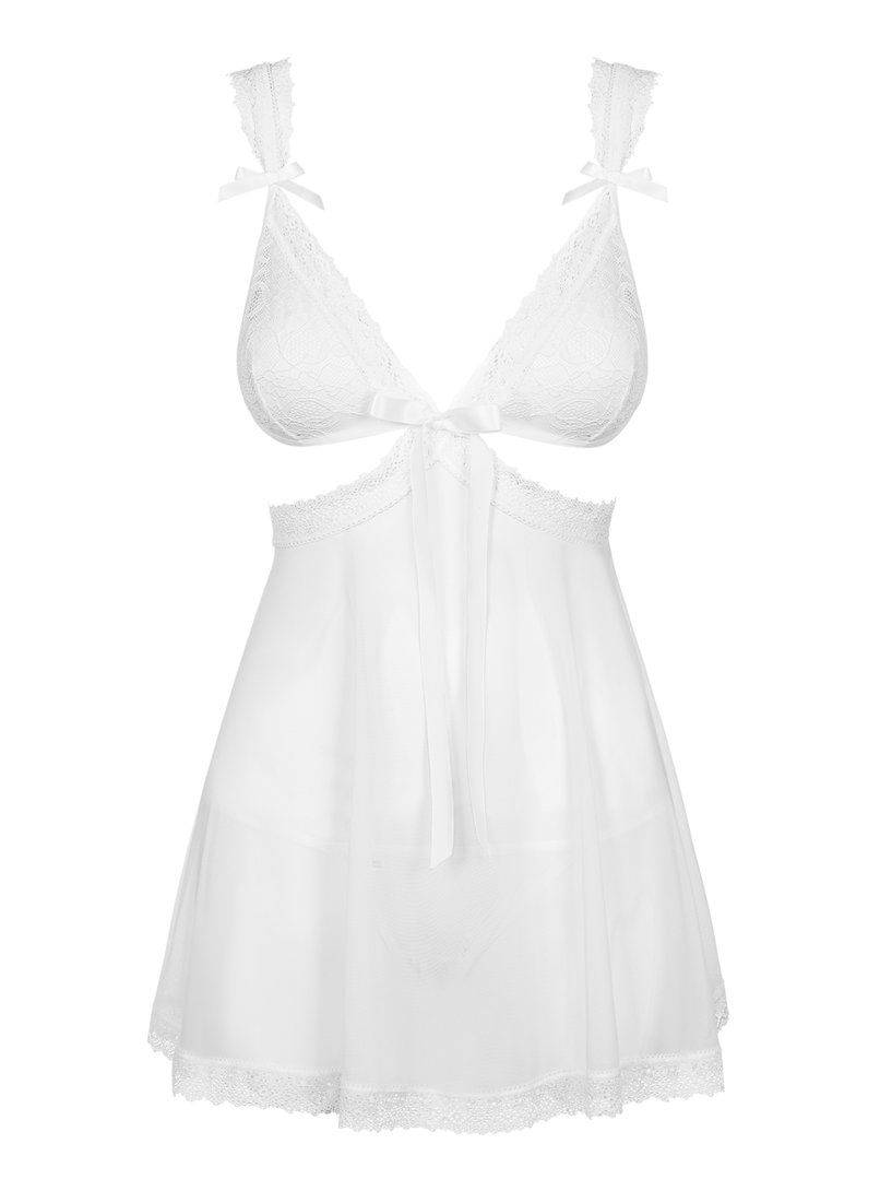 Do you feel like changing into a beautiful temptress? Choose... Obsessive - Swanita Babydoll & Thong - White - S/M photo-5