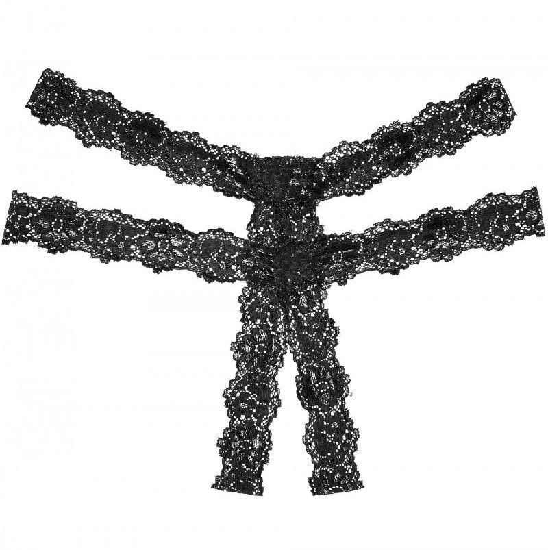 Sexy lace crotchless rhapsody panty. Allure - Crotchless Rhapsody Panty - Black photo-3