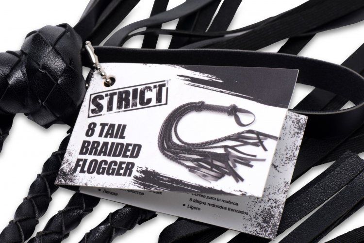 Strict - 8 Tail Braided Flogger - Black photo-4