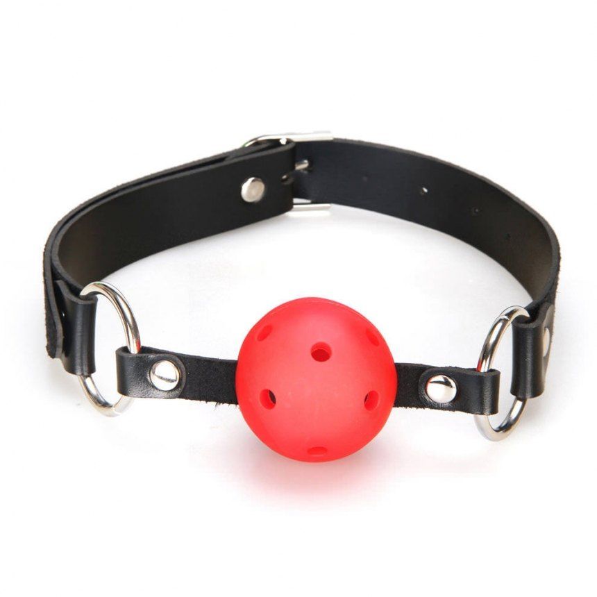 This breathable ball gag is very simple yet effective becaus... S&M - Breathable Ball Gag - Red photo-2