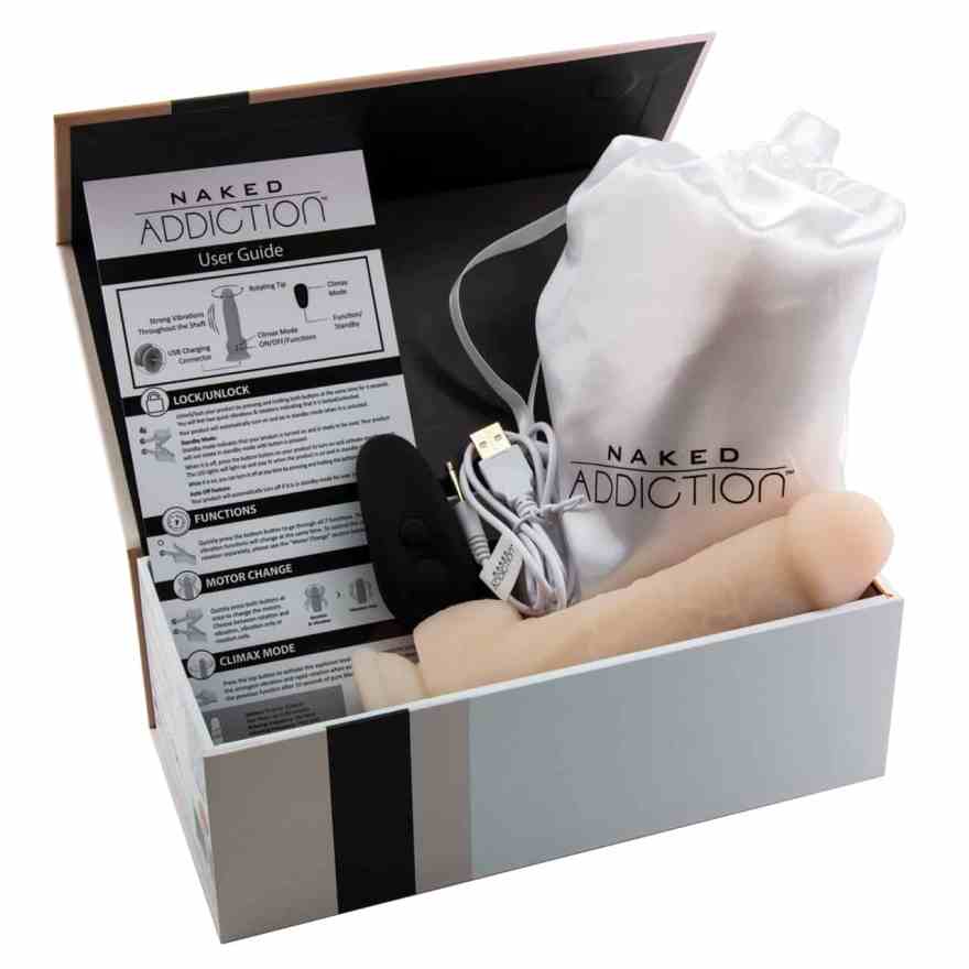 Naked Addiction - 7'' Rotating & Vibrating Dong w/Remote - Flesh photo-3