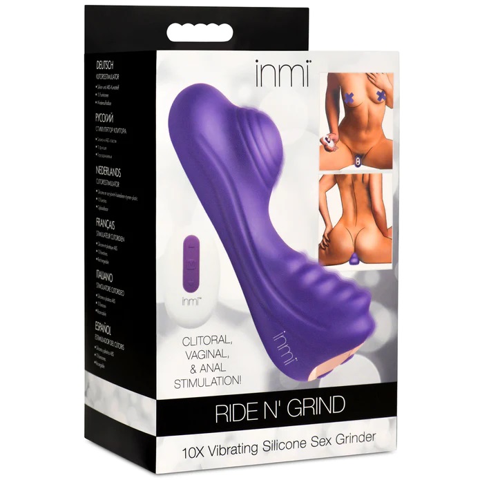 Slip this textured, premium silicone toy between your thighs... Inmi - Ride N' Grind Vibro Grinder - Purple photo-13