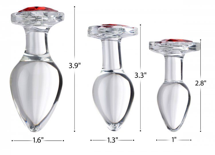 Decorate your derriere with a sparkling red heart! Display y... Booty Sparks - Heart Gem Glass Anal Plug M-size - Red photo-4
