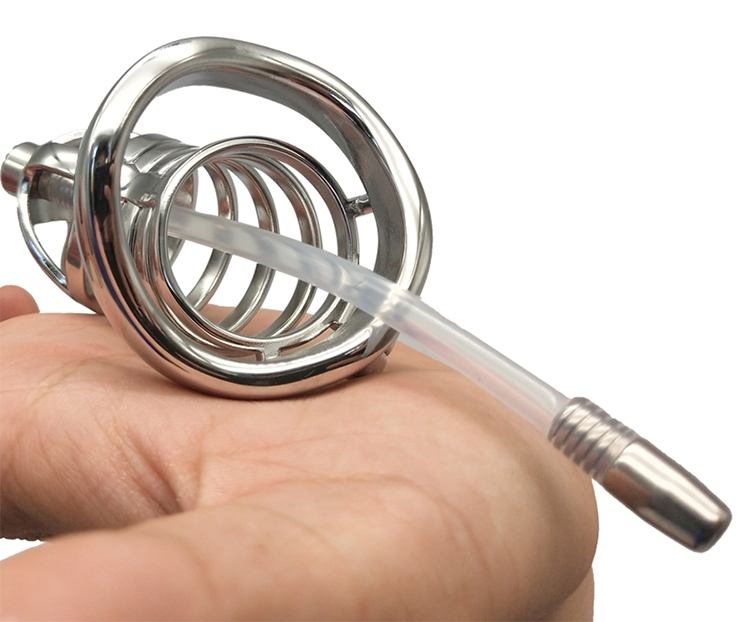 Total high: 70mm &n... FAAK - Chastity Cage 12 w Catheter 45mm - Silver photo-6