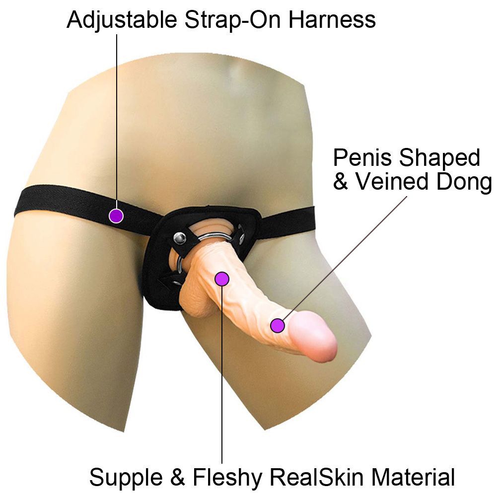 Combining Nasstoy's excitingly shaped 6.5 inch Whoppers ... Nasstoys - All American Whoppers 6.6″ Dong w/ Universal Harness - Flesh photo-2