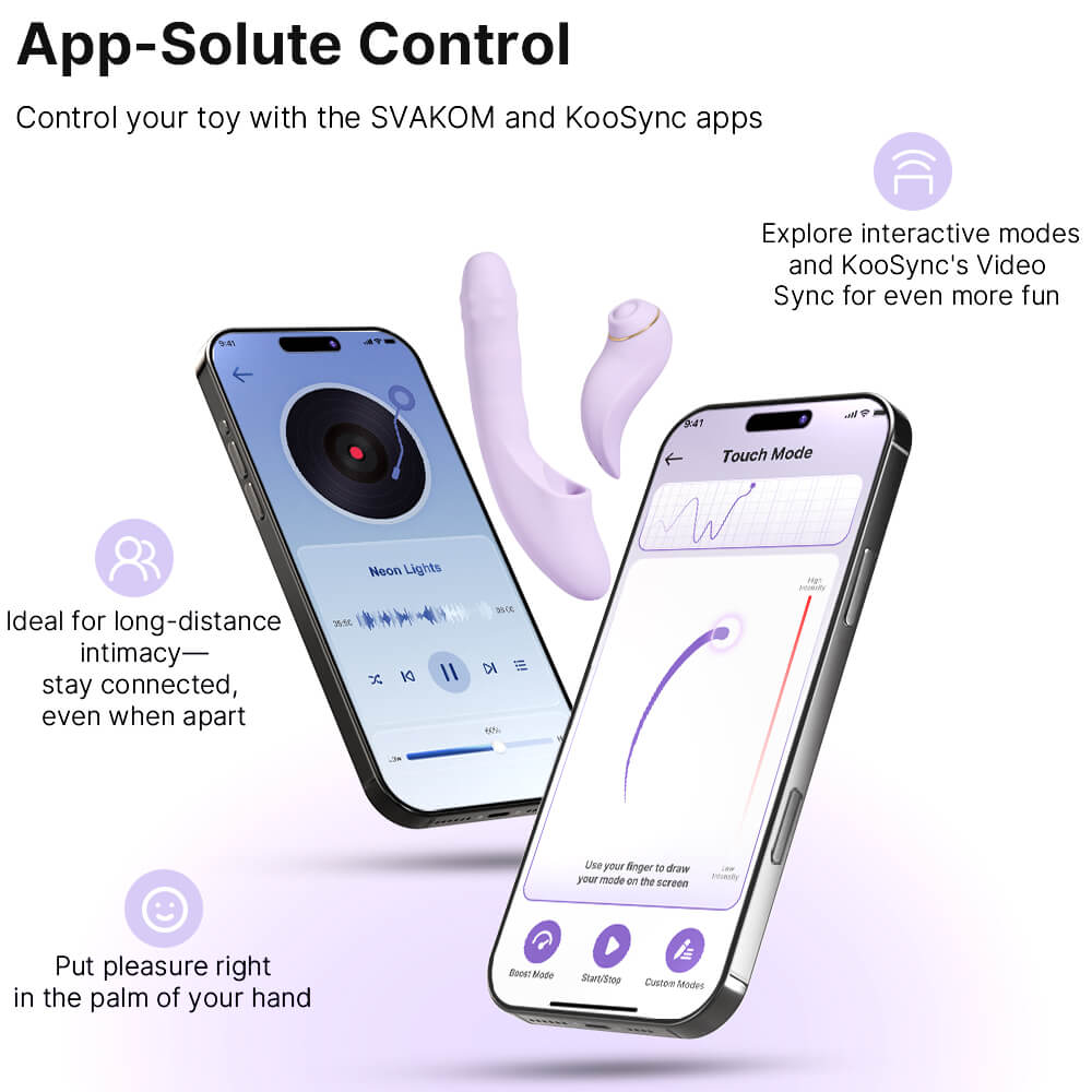 SVAKOM - DuoGlow APP Thrusting Vibrator - Pastel Lilac photo-2