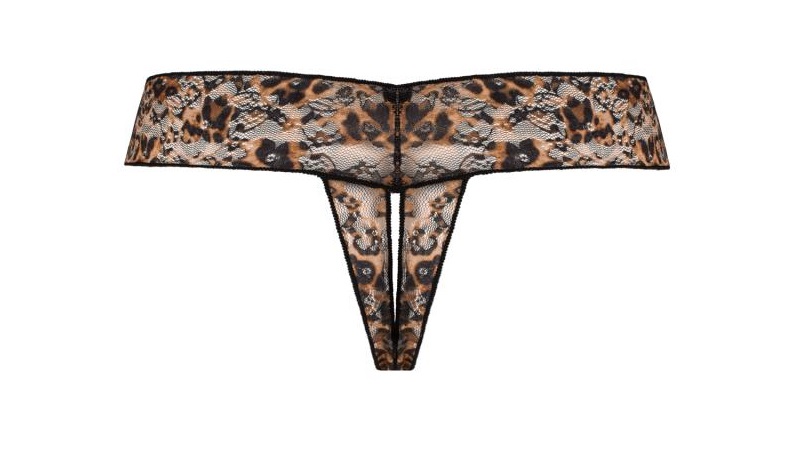 This sexy lace thong has a nice fit and an open crotch. The ... Underneath - Gigi Crotchless Thong - Leo - L/XL photo-2