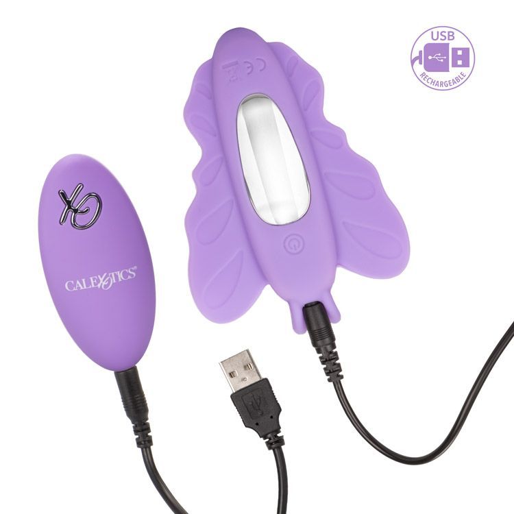 Prepare to be thrusted into a world of full-contact stimulat... CEN - Butterfly Remote Rocking Penis - Purple photo-3