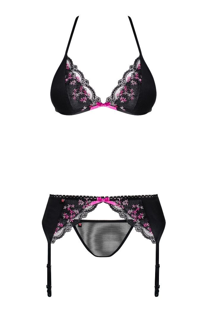 Three spicy pieces of lingerie and pleeenty of tiny and cute... Obsessive - Floweria Set 3pcs - Black - S/M photo-5