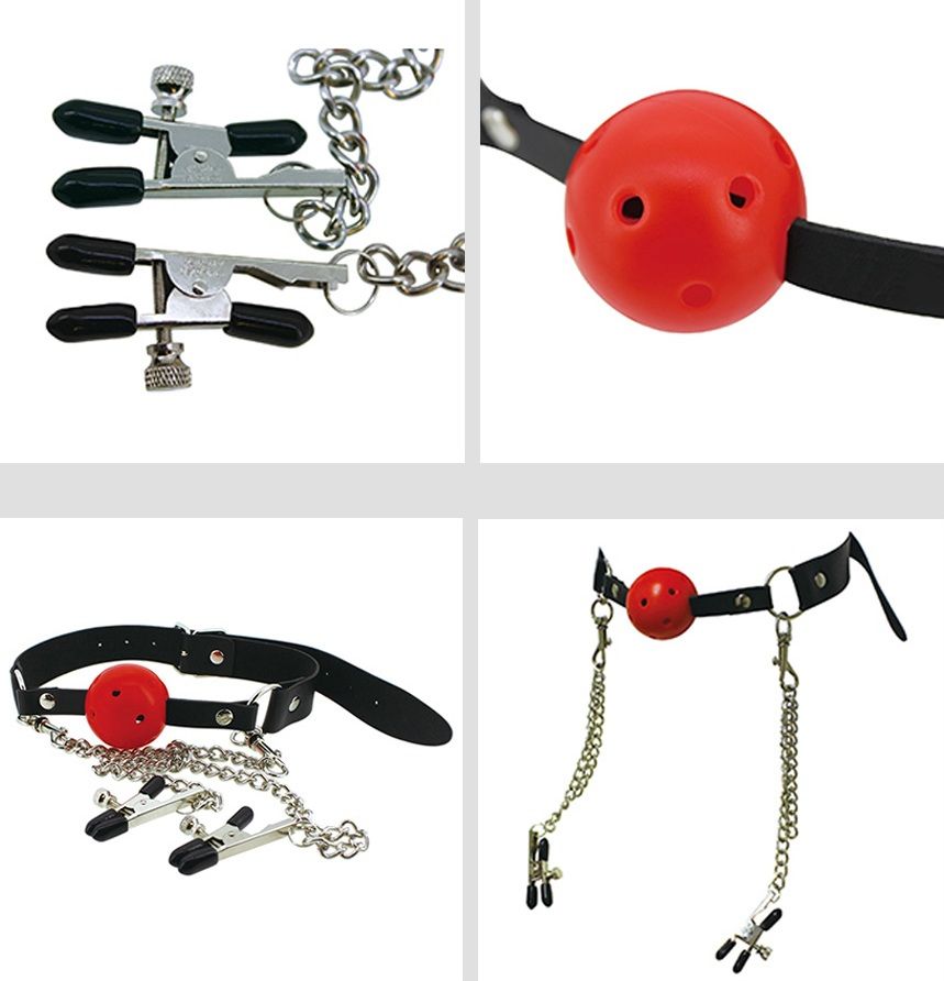 KMP - Devil Ball Gag and Nipple Clips photo-2