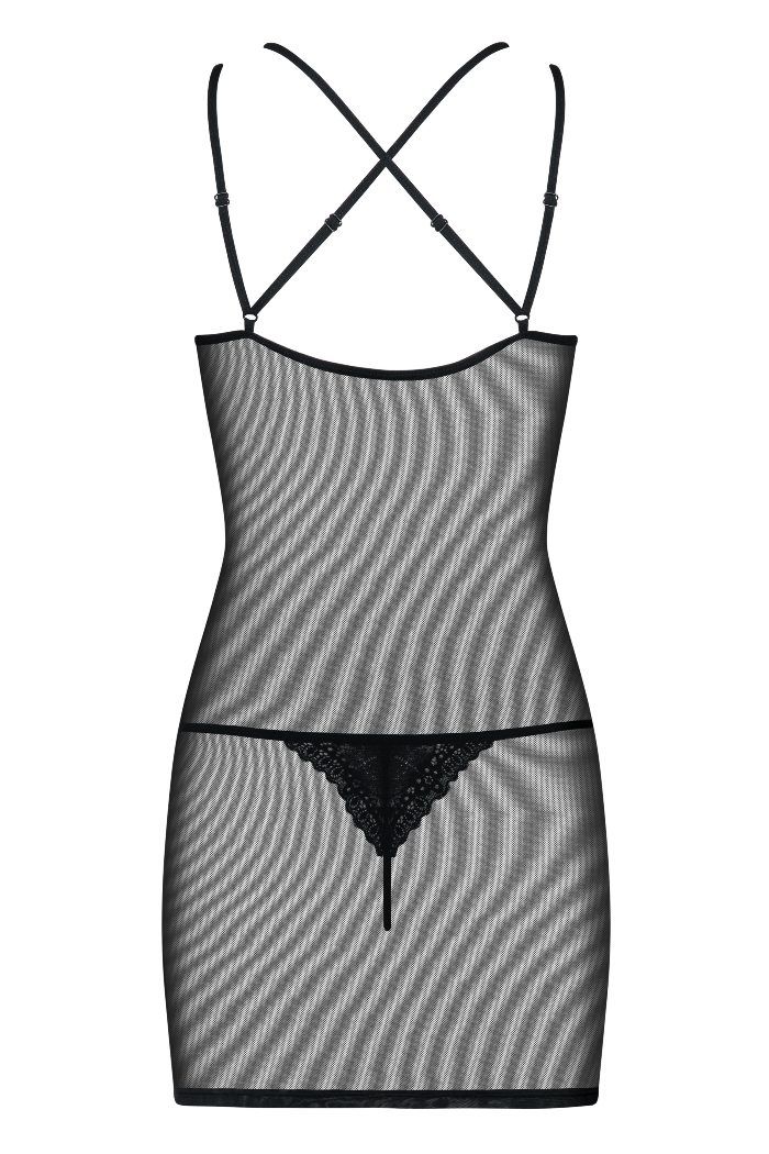 You open the box and uncover the charming paper. What you se... Obsessive - Intensa Chemise & Thong - Black - XXL photo-6