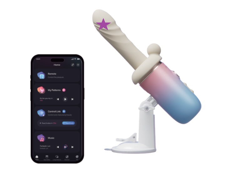 Designed to deliver targeted internal and external stimu... Lovense - Spinel APP Thrusting & Heating Dildo - Blue & Pink photo-2