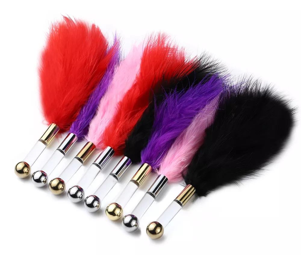 Luxury BDSM tickler is designed with soft feather and acryli... MT - Feather Tickler - Black/Gold photo-5