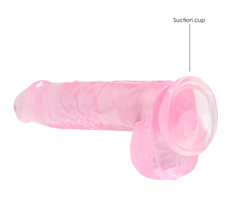 This REALROCK CRYSTAL CLEAR model has been designed with rea... RealRock - 6" Realistic Dildo w Balls - Pink photo-6