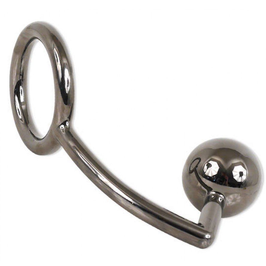 This cock and ass hitch features steel construction, for the... TOF - Steel Cock Ring with Anal Ball photo-7