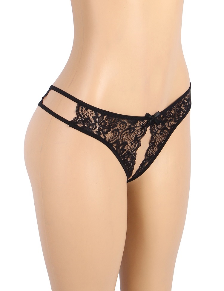 Sexy open crotch lace panty with cute bow
Material &nb... Ohyeah - Crotchless Lace Panty - Black - XL photo-6