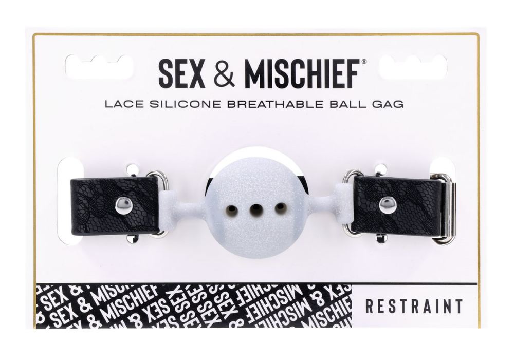 Sex&Mischief - Lace Breathable Ball Gag - White photo-8
