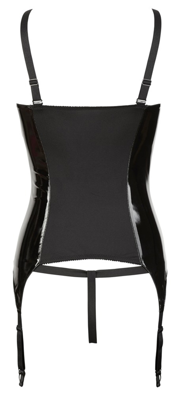 Show your most seductive side in this black vinyl garter set... Black Level - Vinyl Corset w Open Cups - Black - M photo-4