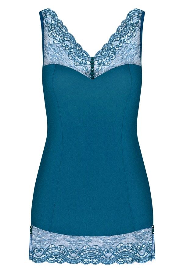 Elegant and sexy. That's Miamor chemise! It will give yo... Obsessive - Miamor Chemise & Thong - Turquoise - S/M photo-7