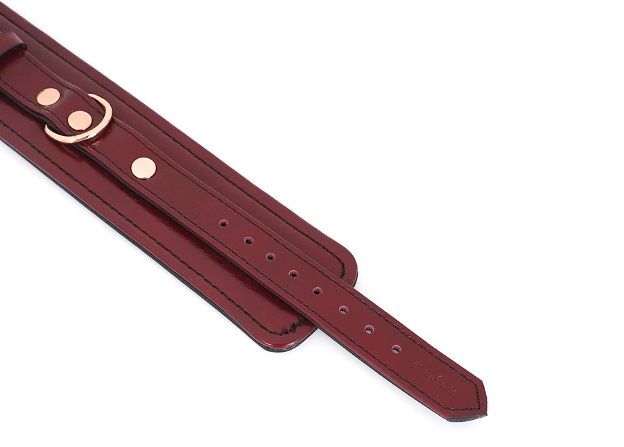 Keep your sub completely restrained in these cuffs! Linked w... Liebe Seele - Leather Handcuffs - Wine Red photo-4