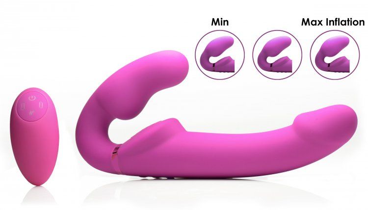 Perfect for penetrating a male or female body, this remote-c... Strap U - Remote Control Inflatable Vibro Strapless Strap-On - Purple photo-4