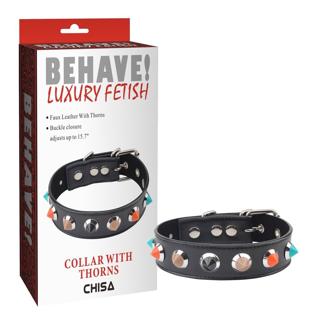 Fully adjustable to fit, compatible with collars, Soft and ... Chisa - Collar with Thorns - Black photo-5