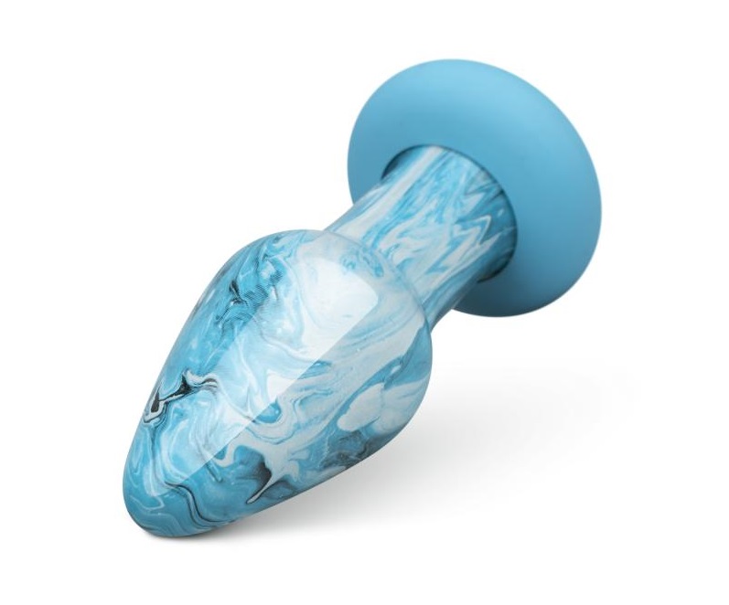 The Ocean dildos from the Gildo Collection are indispensable... Gildo - Ocean Curl Glass Butt Plug - Blue photo-2