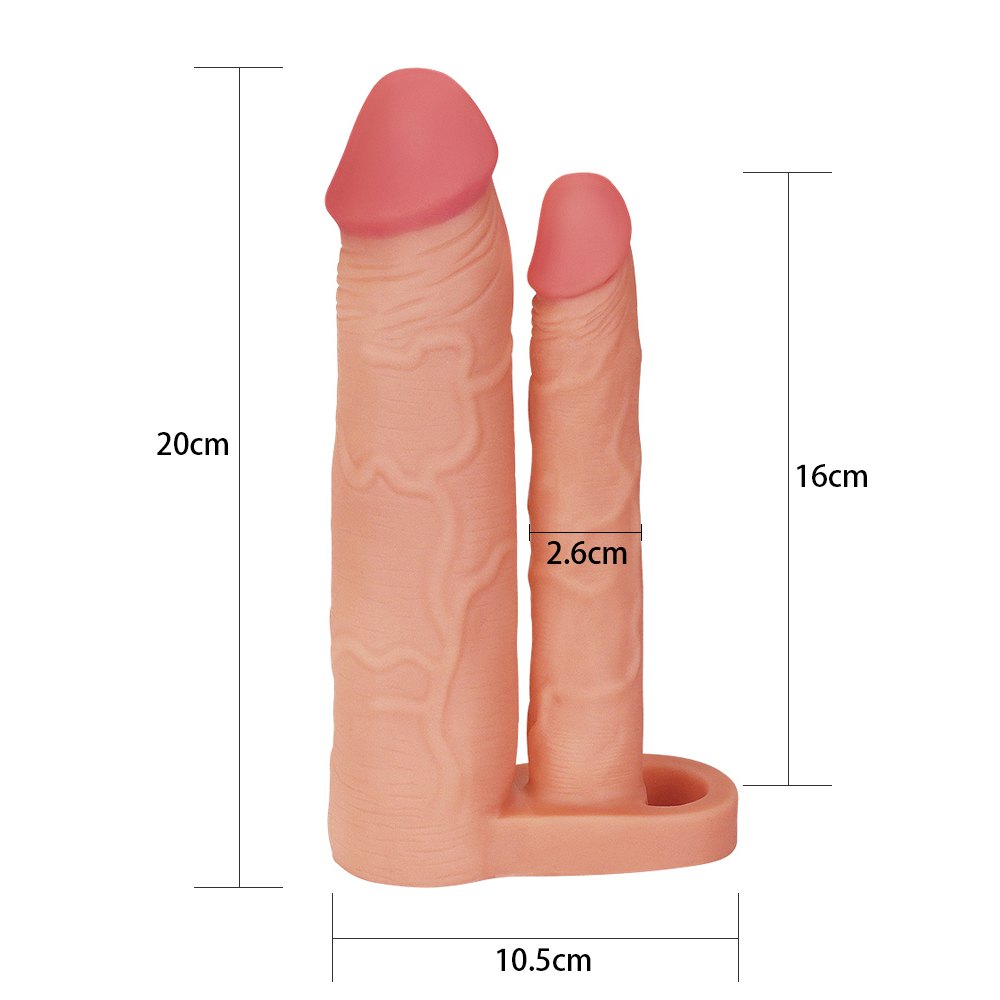 Intensify pleasure for both of you and add inches instantly ... Lovetoy - 2" Pleasure X Tender Double Sleeve - Flesh photo-7