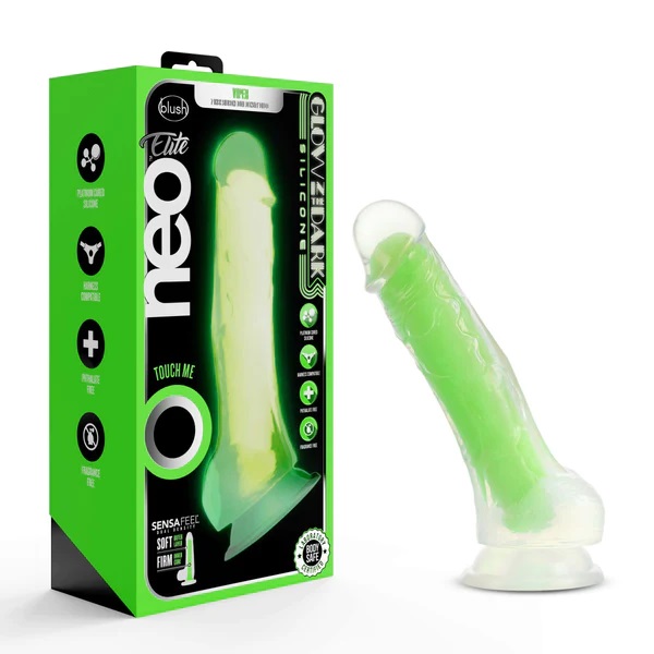Viper 7 inch Silicone Dual Density Dildo will bri... Neo Elite - Glow in the Dark Viper Dildo 19cm - Neon Green photo-9