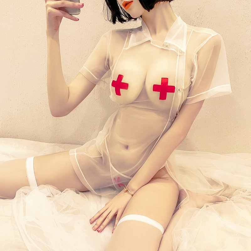 Tempting nurse dress with expressive details
Set include dr... SB - Nurse See-Through Costume - White photo-5