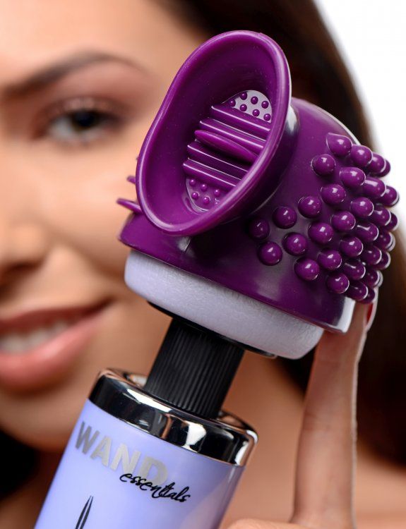 Discover new pleasure sensations with your powerful massage ... Wand Essentials - Triple Thrill 3 in 1 Silicone Wand Attachment - Purple photo-2