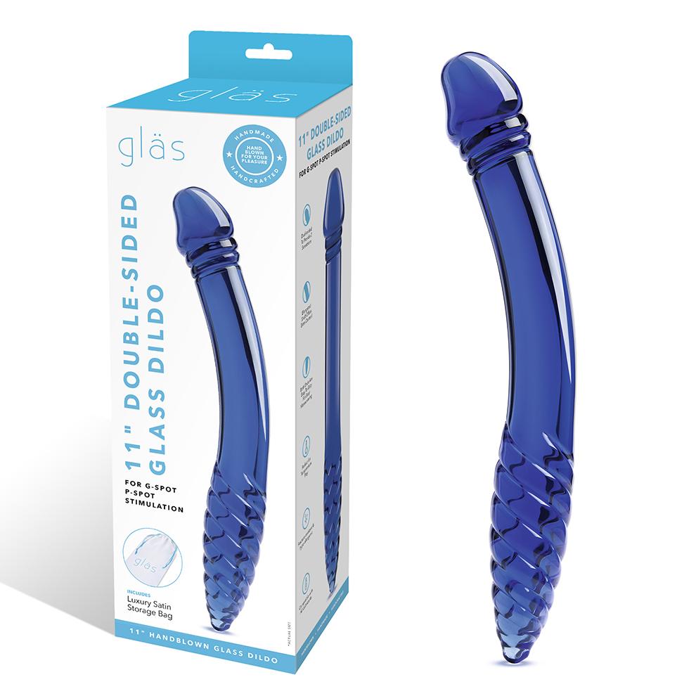 Discover unparalleled pleasure with Glas' 11" Doubl... Glass - 11" Double Dildo - Blue photo-8