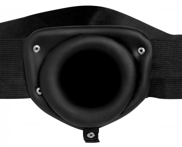 Pump up this hard cock and enjoy a swollen, hot rod to pound... Master Series - Pumper Inflatable Hollow Strap-On - Black photo-2