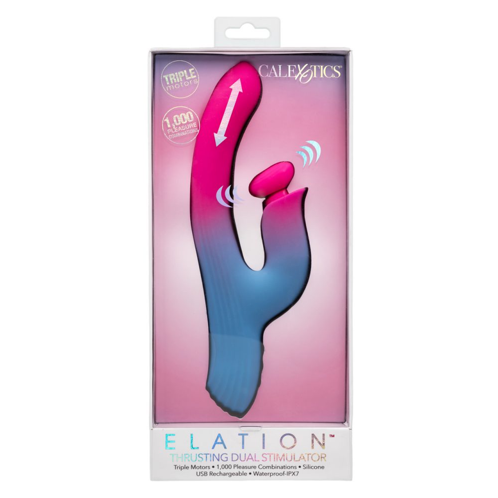 Step into a world of ultimate pleasure with the Elation Thru... CEN - Elation Thrusting Dual Stimulator - Blue/Pink photo-8