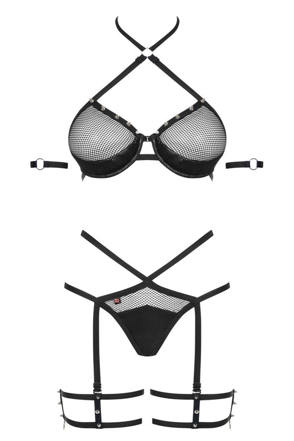 Obsessive - 858-SET-1 內衣 3件套裝 - 黑色 - S/M 照片-7
