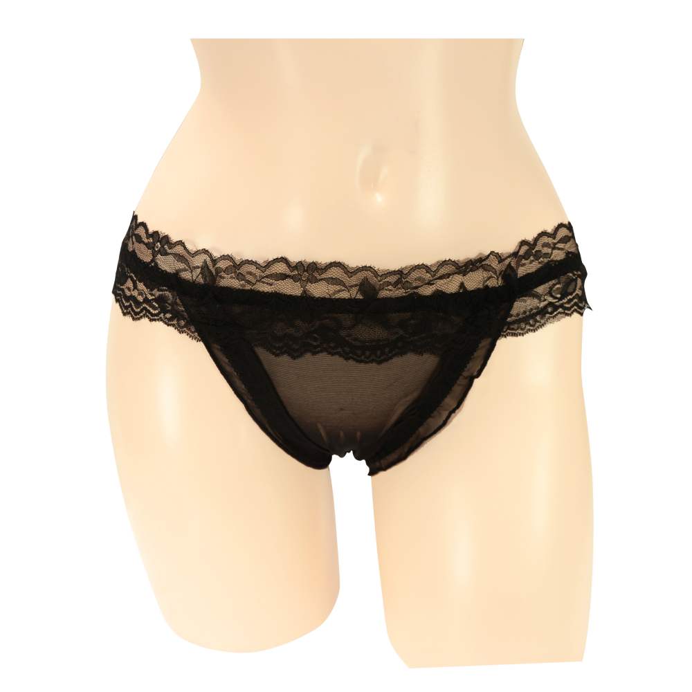 NPG - P163 Lace Open Back Panties - Black photo-2