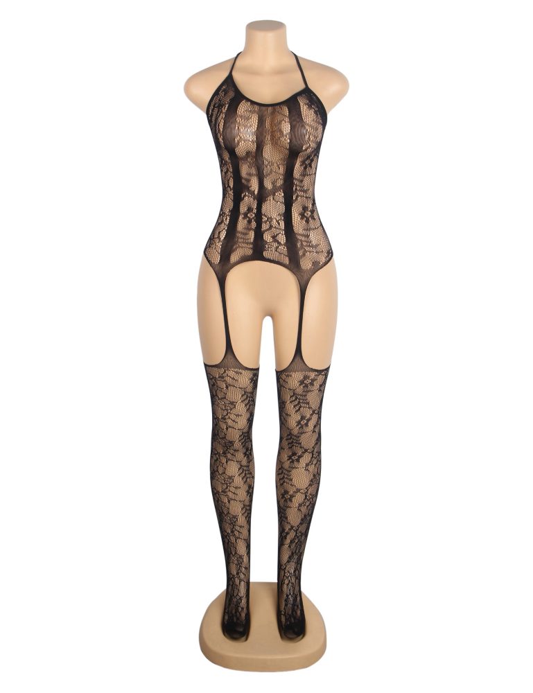 This one-piece stocking from Ohyeah is an innovative and sty... Ohyeah - Sexy Jacquard Bodystocking - Black photo-4