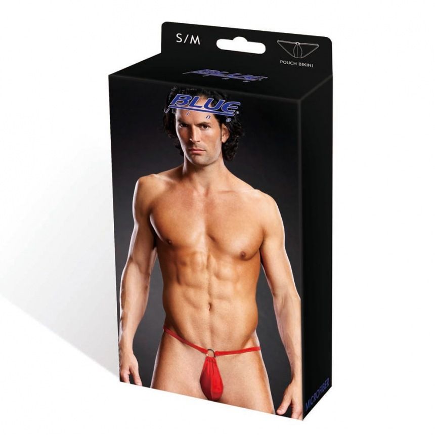 Blueline - Performance Microfiber Pouch Bikini with Metal Ring - Red - S/M photo-3