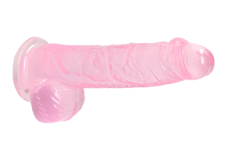 This REALROCK CRYSTAL CLEAR model has been designed with rea... RealRock - 6" Realistic Dildo w Balls - Pink photo-4