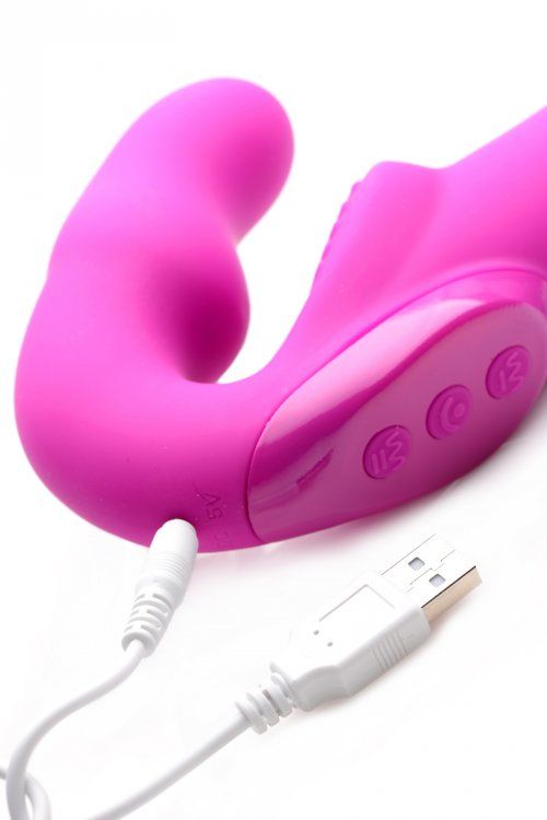 Ensure the satisfaction of both you and your lover with an e... Strap U - Evoke Super Charged Vibrating Strapless Dildo - Pink photo-4