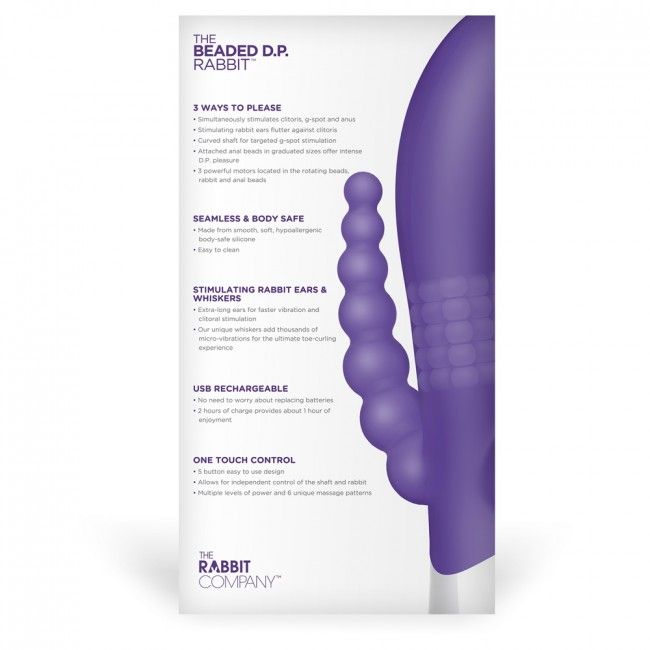 Simultaneously target the g-spot, clitoris and anus with 3 w... TRC - The Beaded DP Rabbit - Purple photo-7