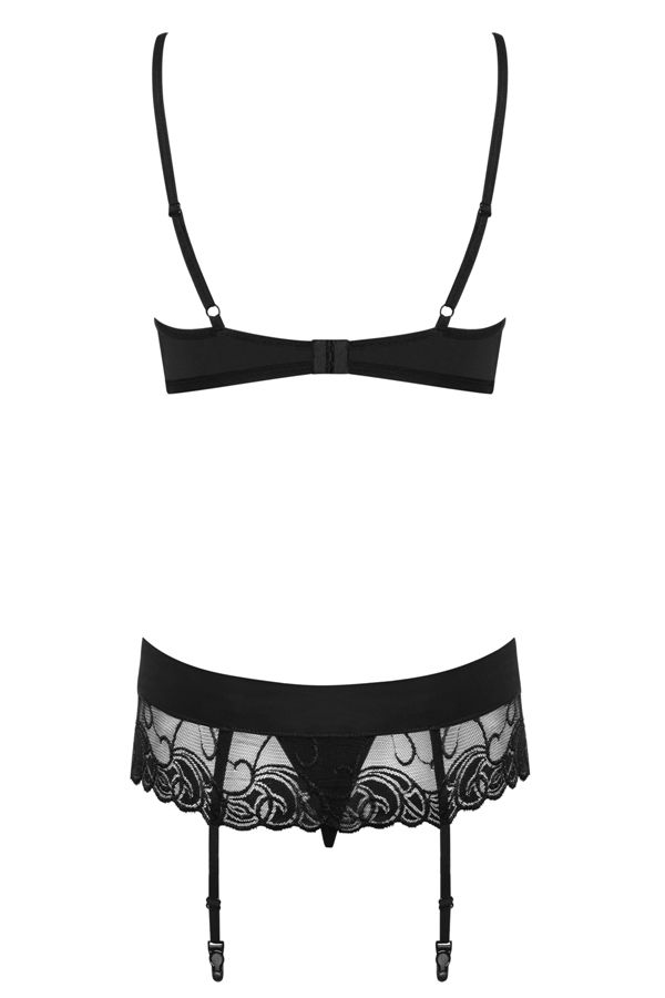 Amazing design, sensual lace, coquettish straps, adorable bo... Obsessive - Wonderia Set 3pcs - Black - S/M photo-11