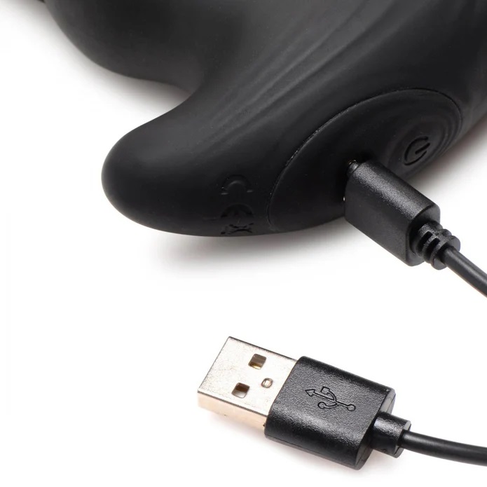 Made for male pleasure! This Thrusting Silicone Vibrator inc... Thunderplugs - Thrusting Plug w Cock Strap - Black photo-5