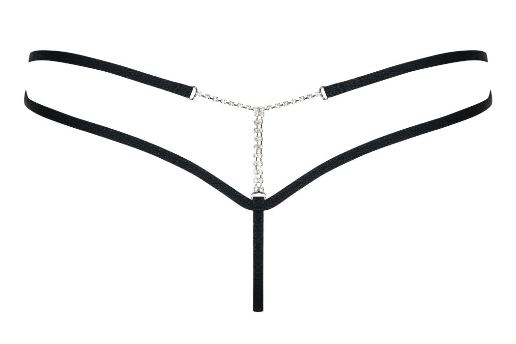 Plain, classic front and amazing, shining back – what a fabu... Obsessive - My Bijou Thong - Black - S/M photo-8
