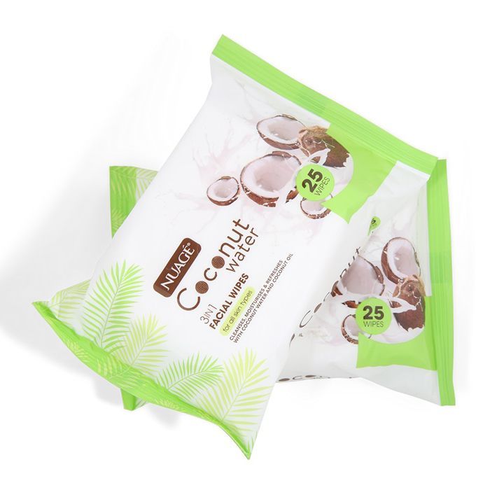 Nuage facial 3-In-1 cleansing wipes.
Ideal for removing make... Nuage - Coconut Water Facial Wipes - 25's Pack photo-2