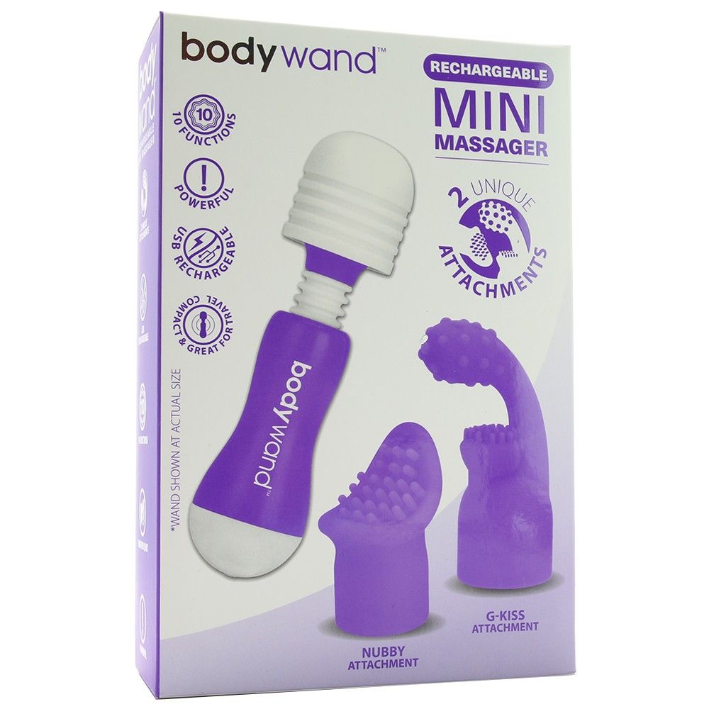 Deceptively powerful: Engineered for strong continuous stimu... Bodywand - Rechargeable Mini Wand w/Attachments - Purple photo-7